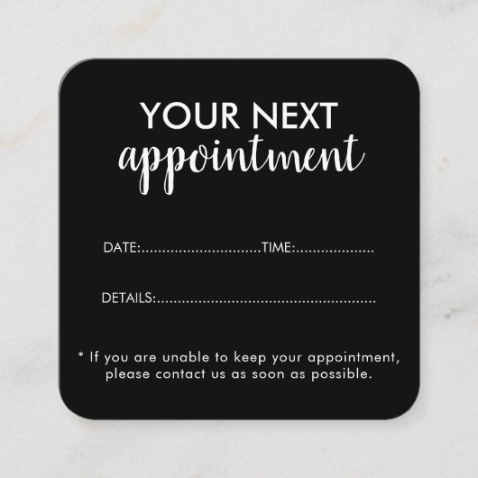 Trendy Modern Salon Appointment Reminder Card 予約カード (正面)