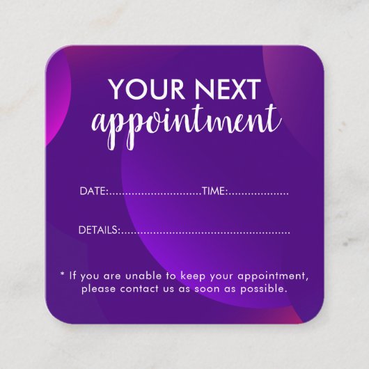 Trendy Modern Salon Appointment Reminder Card 予約カード (正面)