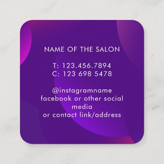 Trendy Modern Salon Appointment Reminder Card 予約カード (裏面)