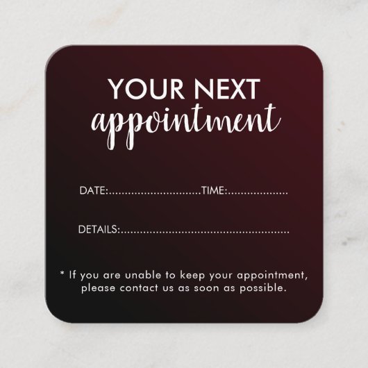 Trendy Modern Salon Appointment Reminder Card 予約カード (正面)