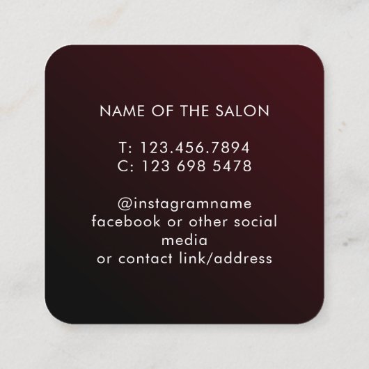 Trendy Modern Salon Appointment Reminder Card 予約カード (裏面)
