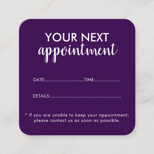 Trendy Modern Salon Appointment Reminder Card 予約カード (正面)