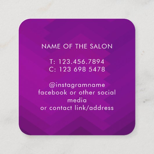 Trendy Modern Salon Appointment Reminder Card 予約カード (裏面)