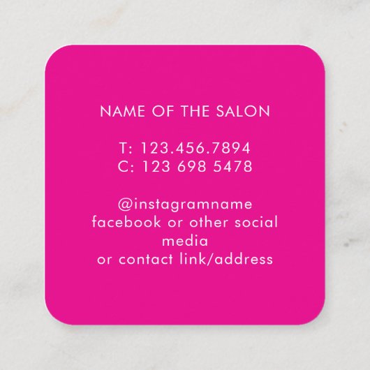 Trendy Modern Salon Appointment Reminder Card 予約カード (裏面)