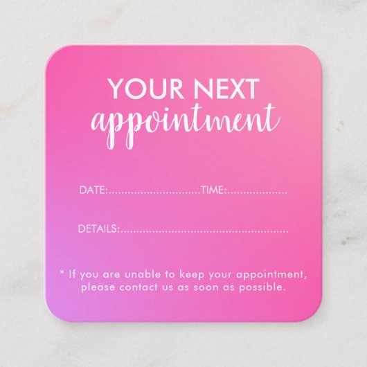 Trendy Modern Salon Appointment Reminder Card 予約カード (正面)
