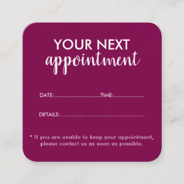 Trendy Modern Salon Appointment Reminder Card 予約カード