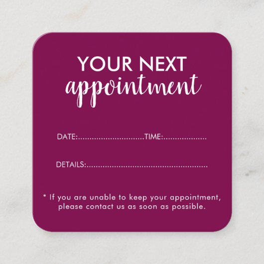 Trendy Modern Salon Appointment Reminder Card 予約カード (正面)