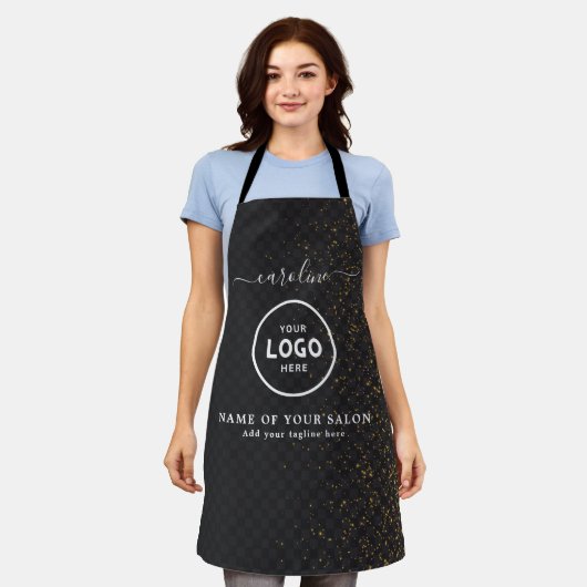  Trendy Modern Salon Logo Apron エプロン (着用した状態)
