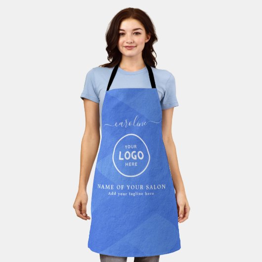 Trendy Modern Salon Logo Apron エプロン (着用した状態)
