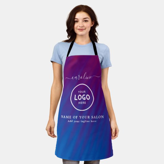 Trendy Modern Salon Logo Apron エプロン (着用した状態)