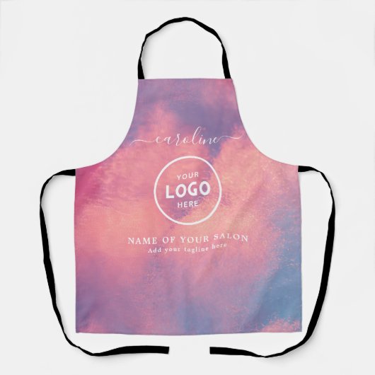  Trendy Modern Salon Logo Apron エプロン (正面)