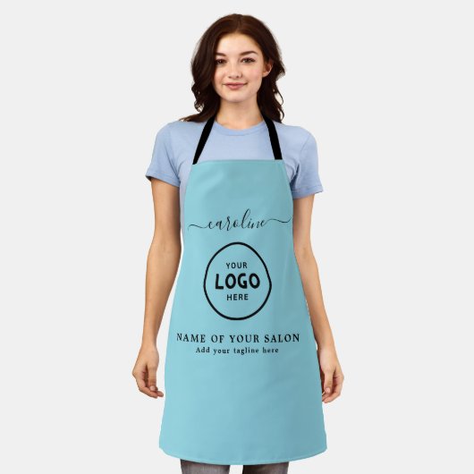  Trendy Modern Salon Logo Apron エプロン (着用した状態)