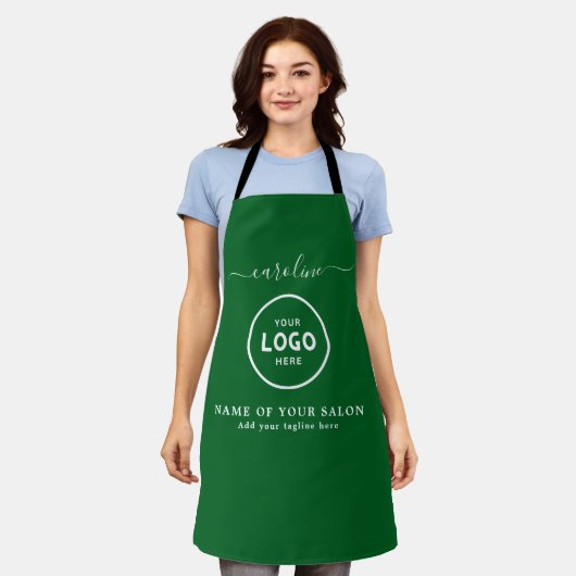  Trendy Modern Salon Logo Apron エプロン (着用した状態)