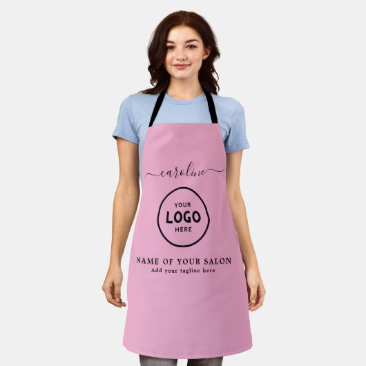  Trendy Modern Salon Logo Apron エプロン (着用した状態)