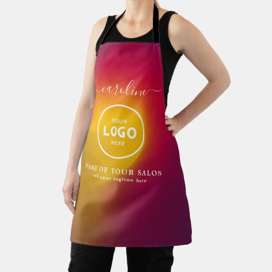  Trendy Modern Salon Logo Apron エプロン (インサイチュ)