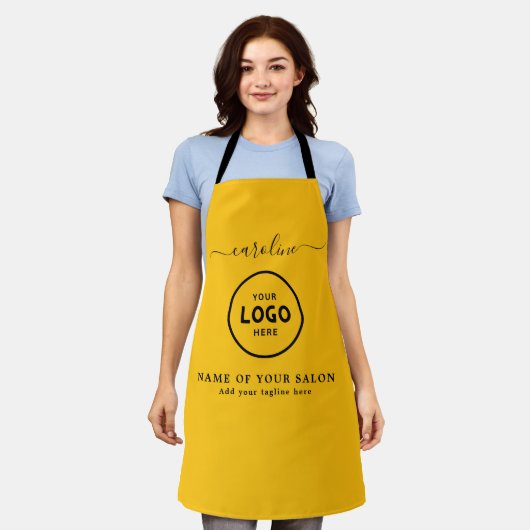 Trendy Modern Salon Logo Apron エプロン (着用した状態)