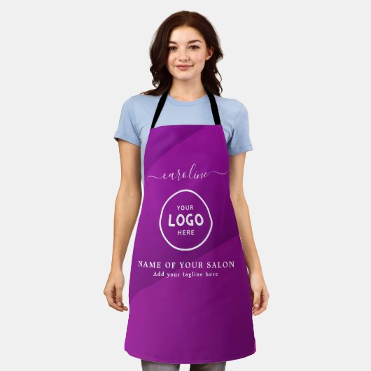  Trendy Modern Salon Logo Apron エプロン (着用した状態)