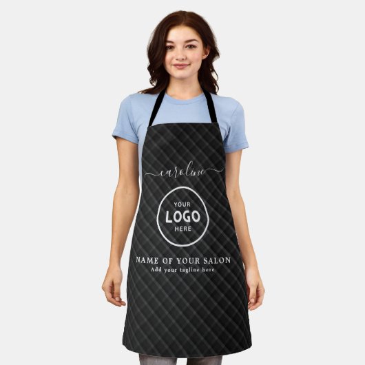 Trendy Modern Salon Logo Apron エプロン (着用した状態)