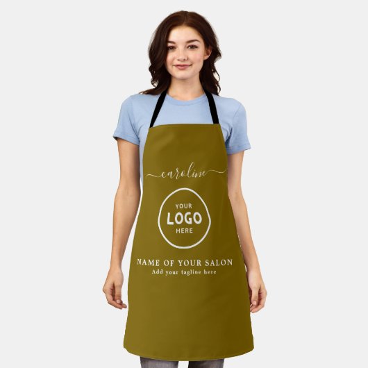  Trendy Modern Salon Logo Apron エプロン (着用した状態)
