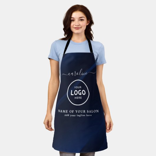  Trendy Modern Salon Logo Apron エプロン (着用した状態)