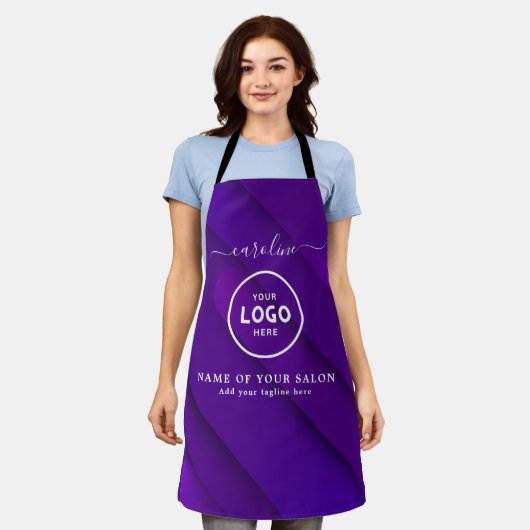  Trendy Modern Salon Logo Apron エプロン (着用した状態)
