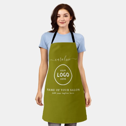  Trendy Modern Salon Logo Apron エプロン (着用した状態)