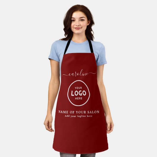  Trendy Modern Salon Logo Apron エプロン (着用した状態)