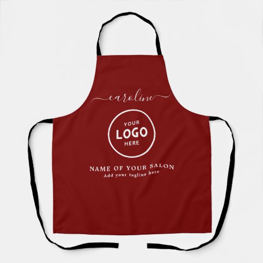  Trendy Modern Salon Logo Apron エプロン (正面)