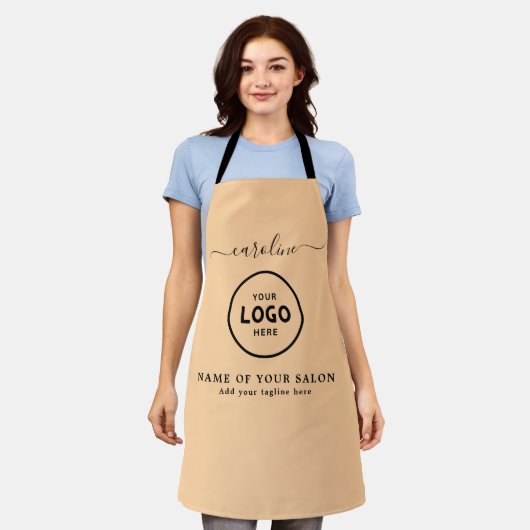 Trendy Modern Salon Logo Apron エプロン (着用した状態)