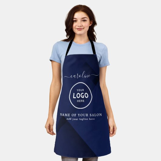  Trendy Modern Salon Logo Apron エプロン (着用した状態)