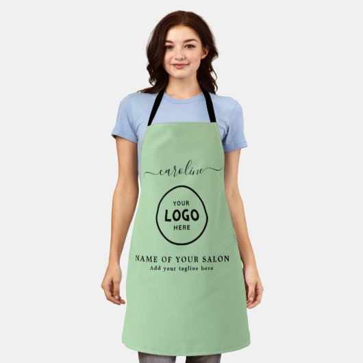 Trendy Modern Salon Logo Apron エプロン (着用した状態)