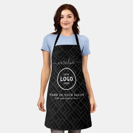 Trendy Modern Salon Logo Apron エプロン (着用した状態)