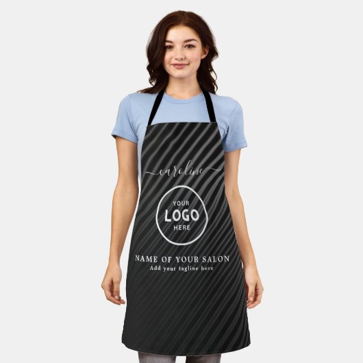 Trendy Modern Salon Logo Apron エプロン (着用した状態)
