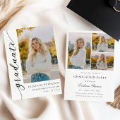 Trendy Modern Script Photo Graduation Invitation 招待状