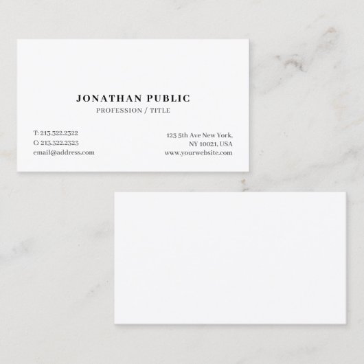 Trendy Modern Simple Elegant Professional Custom 名刺 (正面/裏面)