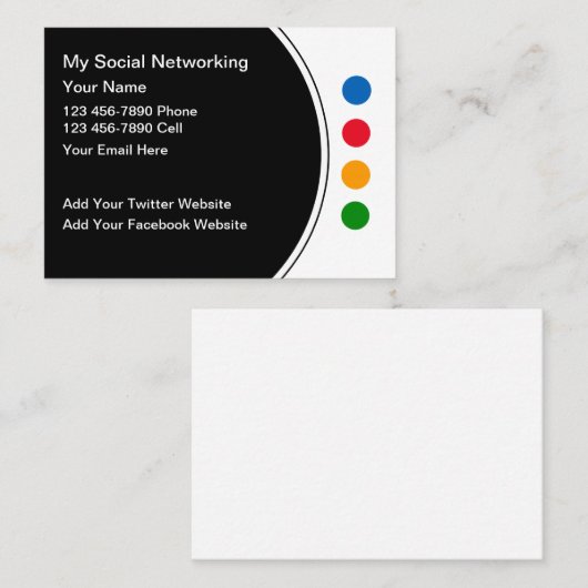 Trendy Modern Social Networking Business Cards 名刺 (正面/裏面)