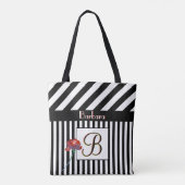 Trendy Modern Stripes Monogram Name トートバッグ (裏面)