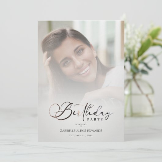 Trendy Modern Transparency Overlay Vellum Effect  招待状 (スタンド正面)