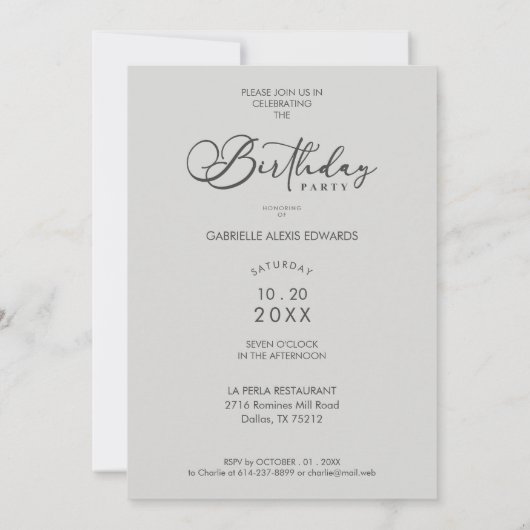 Trendy Modern Transparency Overlay Vellum Effect  招待状 (裏面)