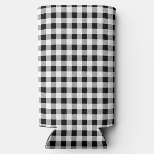 Trendy Monogram Initials, Buffalo Check Pattern, スリム缶クーラー (裏面)