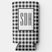 Trendy Monogram Initials, Buffalo Check Pattern, スリム缶クーラー (正面)