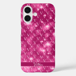 Trendy Monogram Pattern Girly Pink  iPhone 16ケース