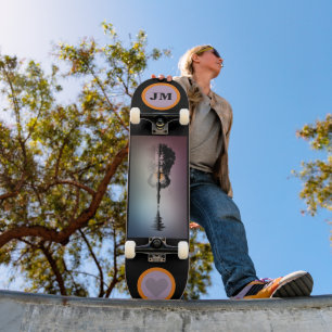 Trendy Monogrammed Skateboard with Guitar スケートボード