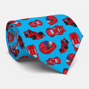 Trendy Motor Racing Fan Red Sports Cars Blue ネクタイ