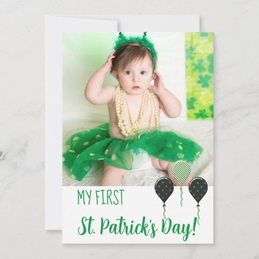 Trendy My First St. Patrick Day Announcement Photo カード (正面)