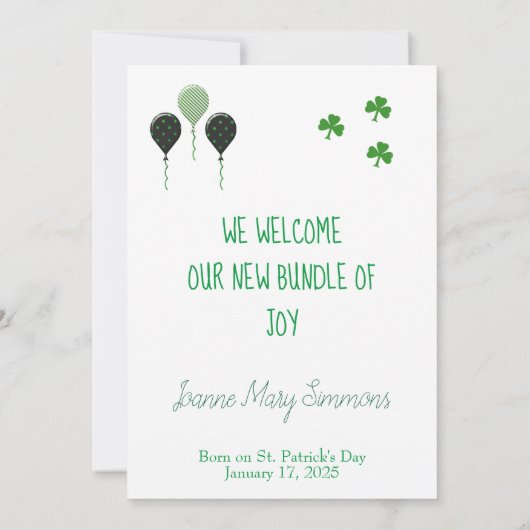 Trendy My First St. Patrick Day Announcement Photo カード (裏面)