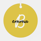 Trendy Name | Mustard Yellow Modern Initial メタルオーナメント (裏面)