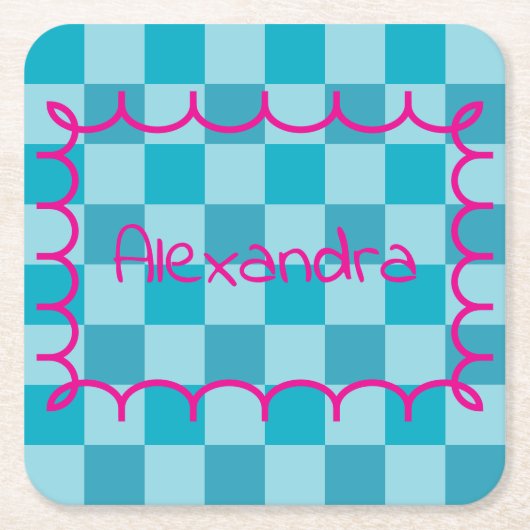 Trendy Name Template Sticker スクエアペーパーコースター (正面)