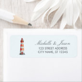 Trendy Nautical Lighthouse Wedding Return Address  ラベル (インサイチュ)