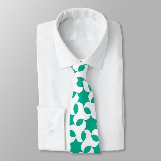 Trendy Necktie, Emerald Green Geometric Pattern ネクタイ (タイ)